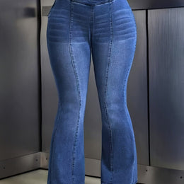 jkthpu-45 Medium Blue / UK 16 Light Blue Stretch HighWaisted Flared Jeans AllSeason Comfort