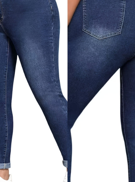 jkthpu-45 Medium Blue / UK 18 [Stretch Skinny Jeans] High Rise Women's Stretch Skinny