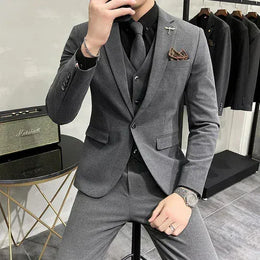 KissICON medium grey / Asia 7XL (EUR 3XL) Luxury 3Piece Mens Casual Business Suit Set