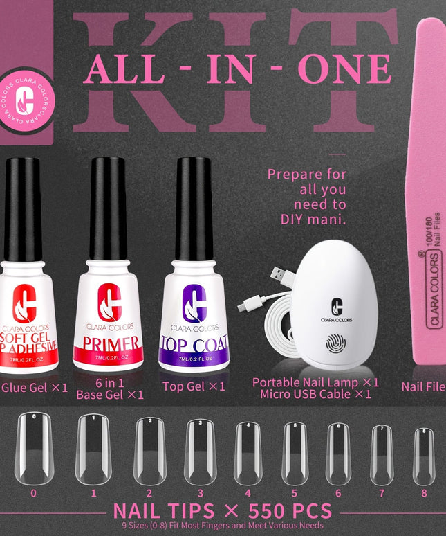 KissICON Medium Square 550pcs KissIcon Gel X Nail Kit 550Pcs - Matte