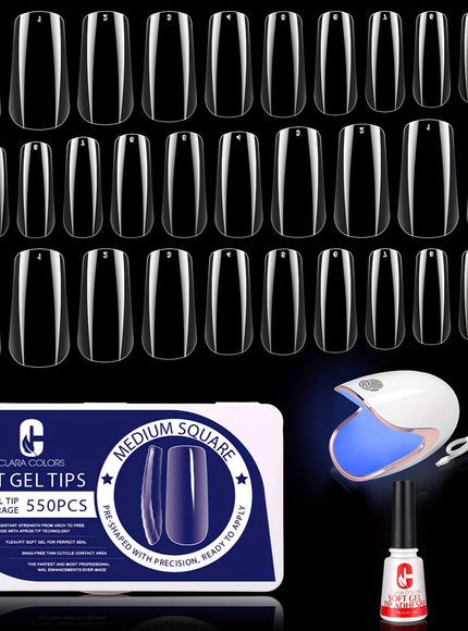KissICON Medium Square 550pcs KissIcon Gel X Nail Kit 550Pcs - Matte