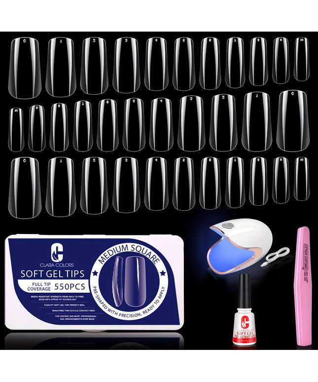 KissICON Medium Square 550pcs KissIcon Gel X Nail Kit 550Pcs - Matte
