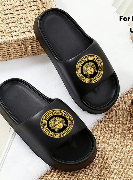 jkthpu-45 Sandals Medusa Print Flip-Flops – Unisex | Beach, Shower & Travel Slides