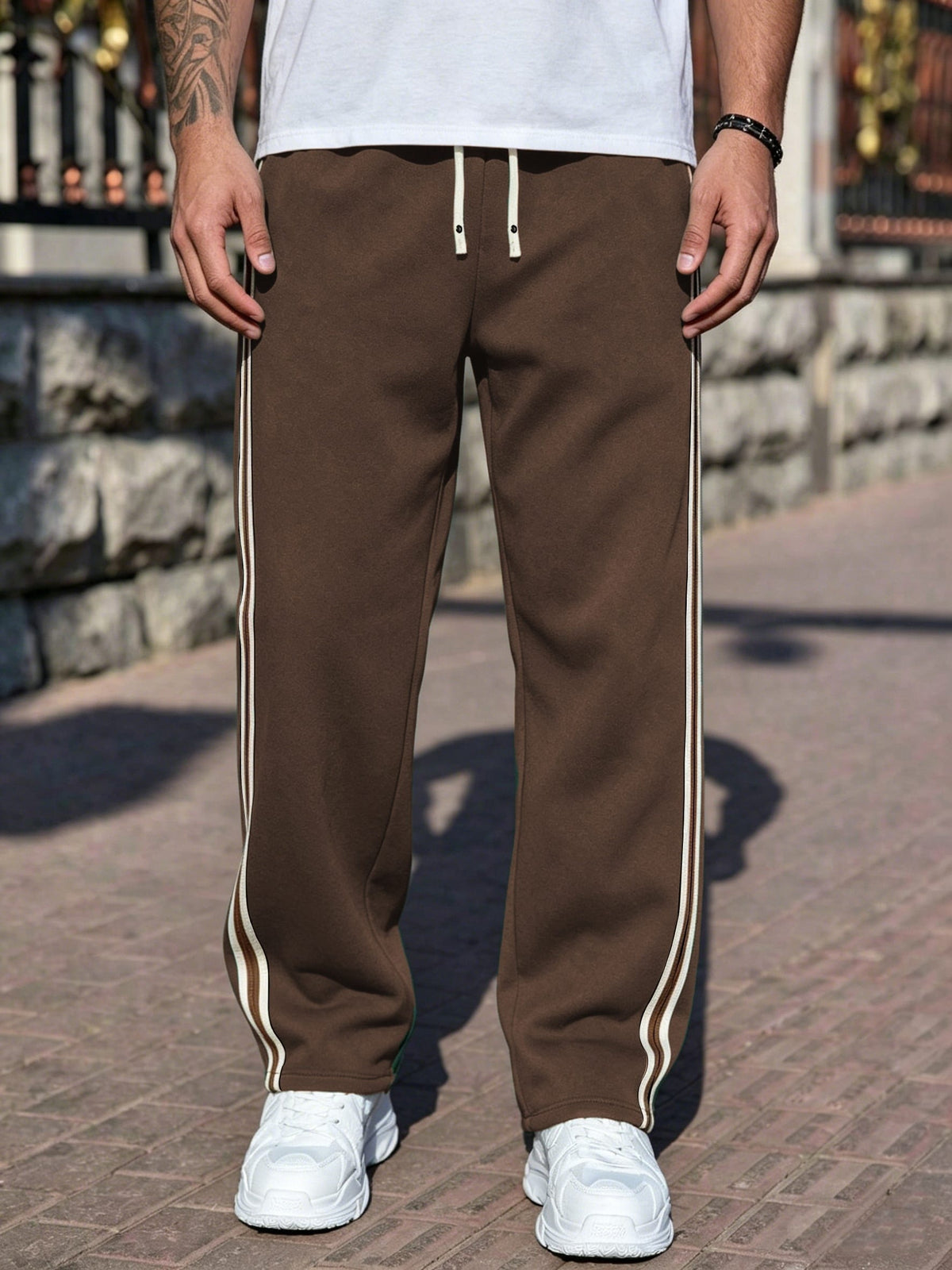 KissICON Men'S Breathable Casual Sports Outdoor Fashion Drawstring Pocket Straight Long Pants