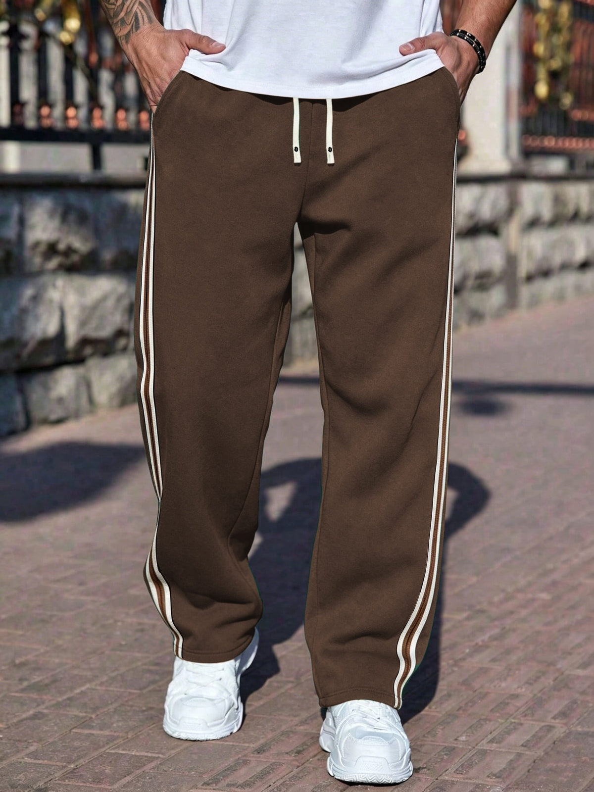 KissICON Men'S Breathable Casual Sports Outdoor Fashion Drawstring Pocket Straight Long Pants