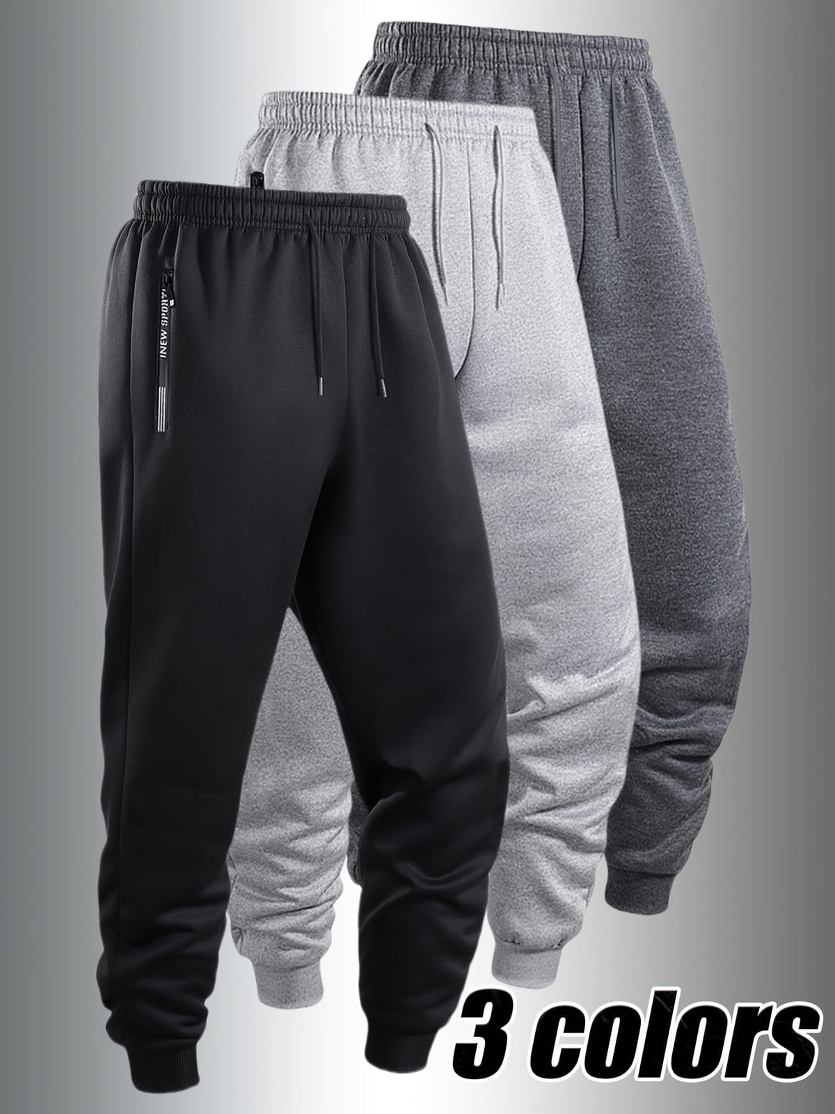 KissICON Men's Casual Sporty Cuffed Pants with Side Letter Zipper Pockets and Elastic Drawstring Waist, Trackpants Perfect for Year-round Wear. The Simple and Elegant Design Makes Them an Ideal Choice for Various Occasions, as Well as the Perfect Option