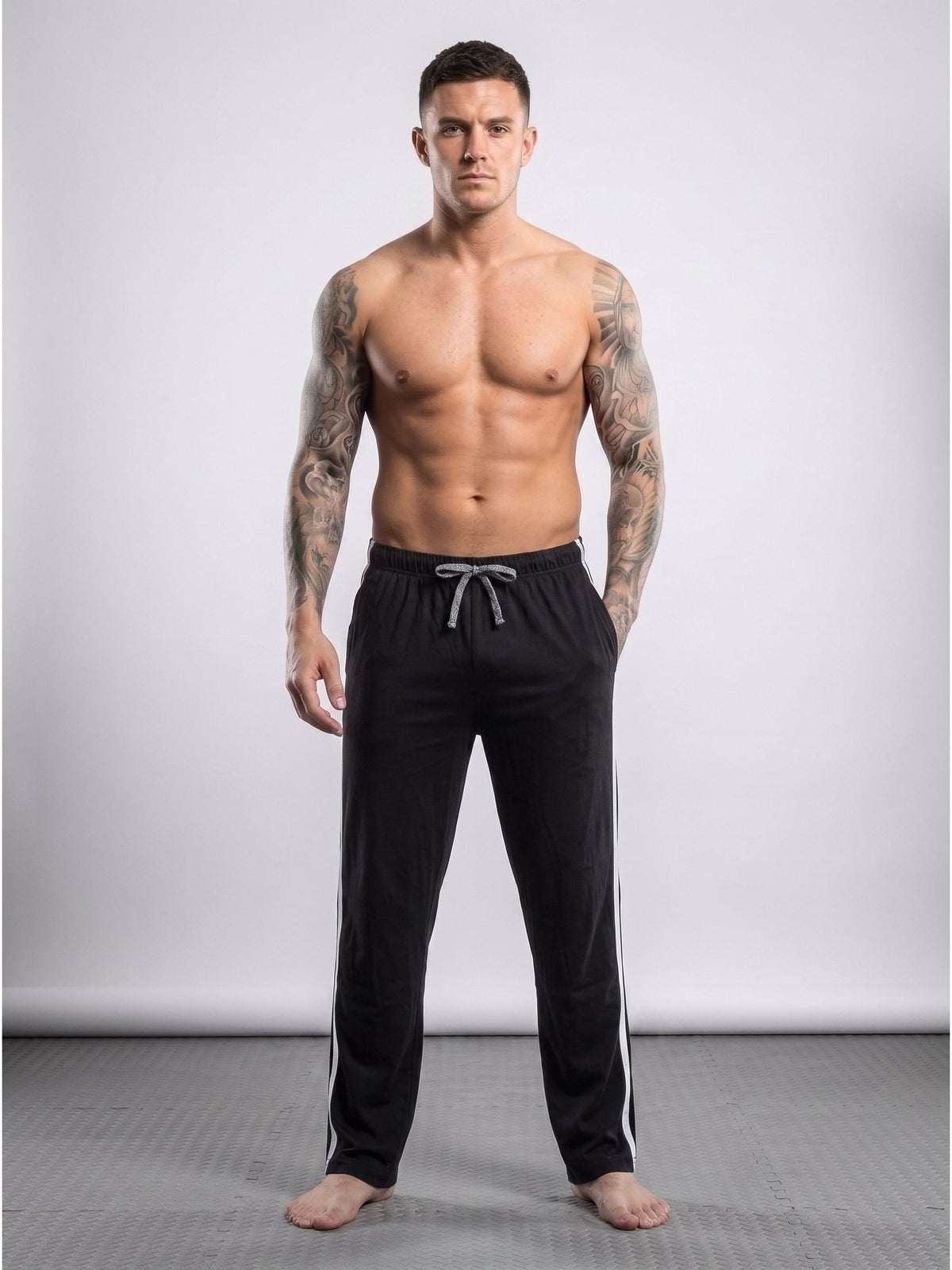 KissICON Men's Striped Track Pants Casual Joggers Open Hem Athletic Sweatpants Comfortable Loose Fit Gym Running Trousers with Side Pockets | S to XXL sizes available UK
