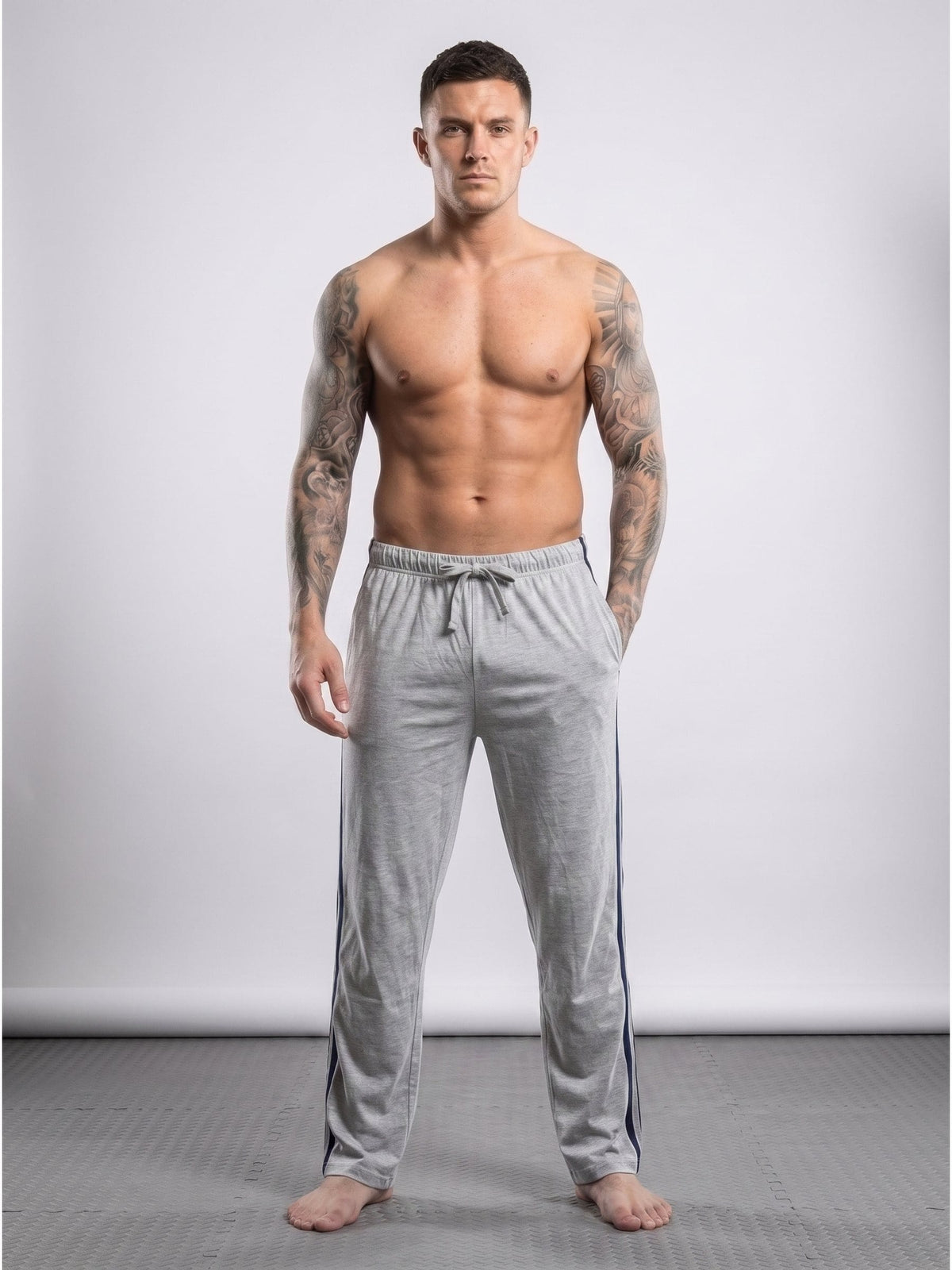 KissICON Men's Striped Track Pants Casual Joggers Open Hem Athletic Sweatpants Comfortable Loose Fit Gym Running Trousers with Side Pockets | S to XXL sizes available UK