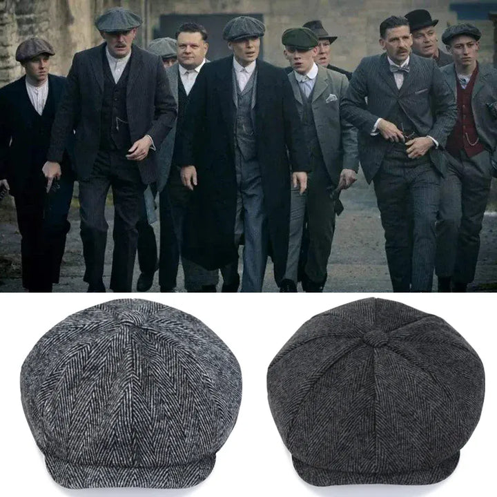 Men's Tweed British Newsboy Hat Herringbone Gatsby Hat Street Hats Octagonal Brim Hat Four Seasons Hip Hop Beret Painter Hat