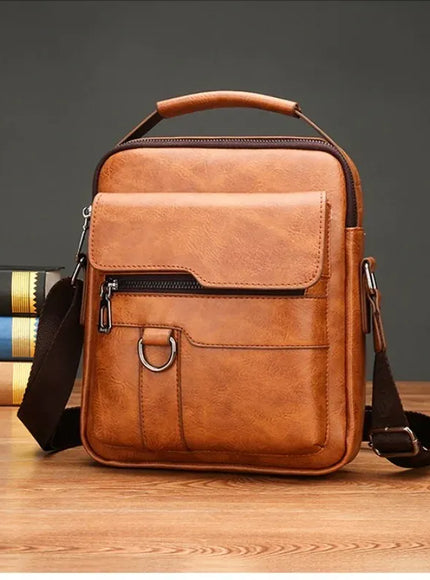 KissICON Men's Vertical Crossbody – PU Leather Shoulder