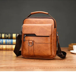 KissICON Men's Vertical Crossbody – PU Leather Shoulder