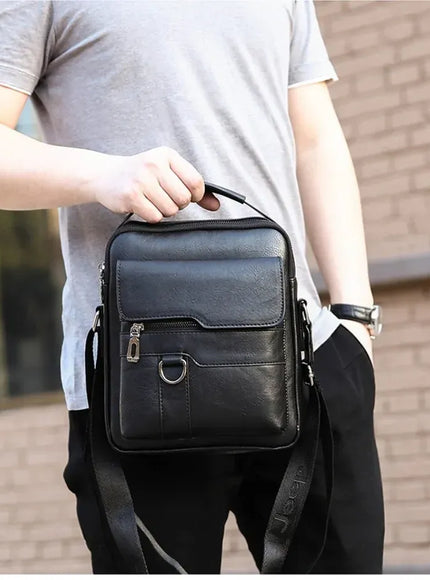KissICON Men's Vertical Crossbody – PU Leather Shoulder