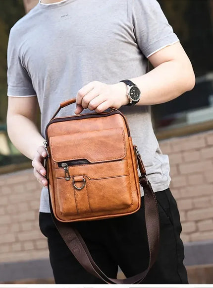 KissICON Men's Vertical Crossbody – PU Leather Shoulder