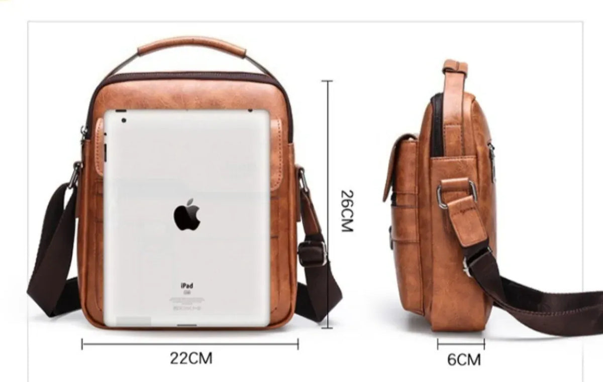 KissICON Men's Vertical Crossbody – PU Leather Shoulder