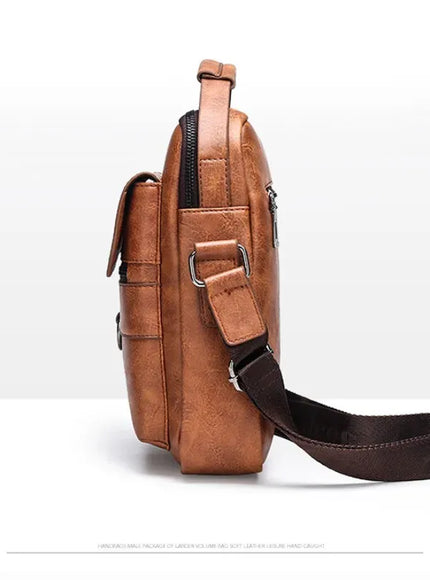 KissICON Men's Vertical Crossbody – PU Leather Shoulder
