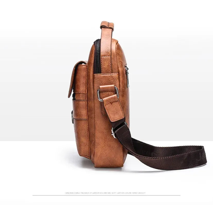 KissICON Men's Vertical Crossbody – PU Leather Shoulder