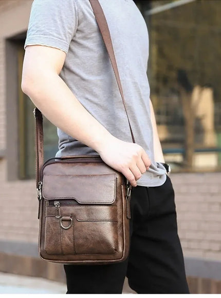 KissICON Men's Vertical Crossbody – PU Leather Shoulder