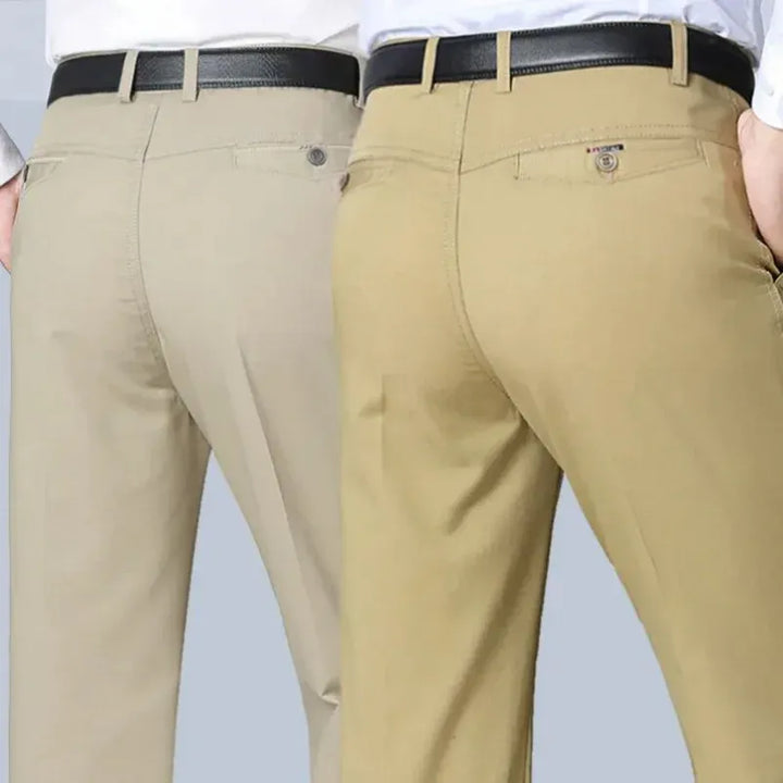 Mens 100% Cotton Summer Thin Autumn Thick Trousers Fashion Brand Cargo Pants Smart Casual Solid Khaki Black Suit Pant GOZBKF