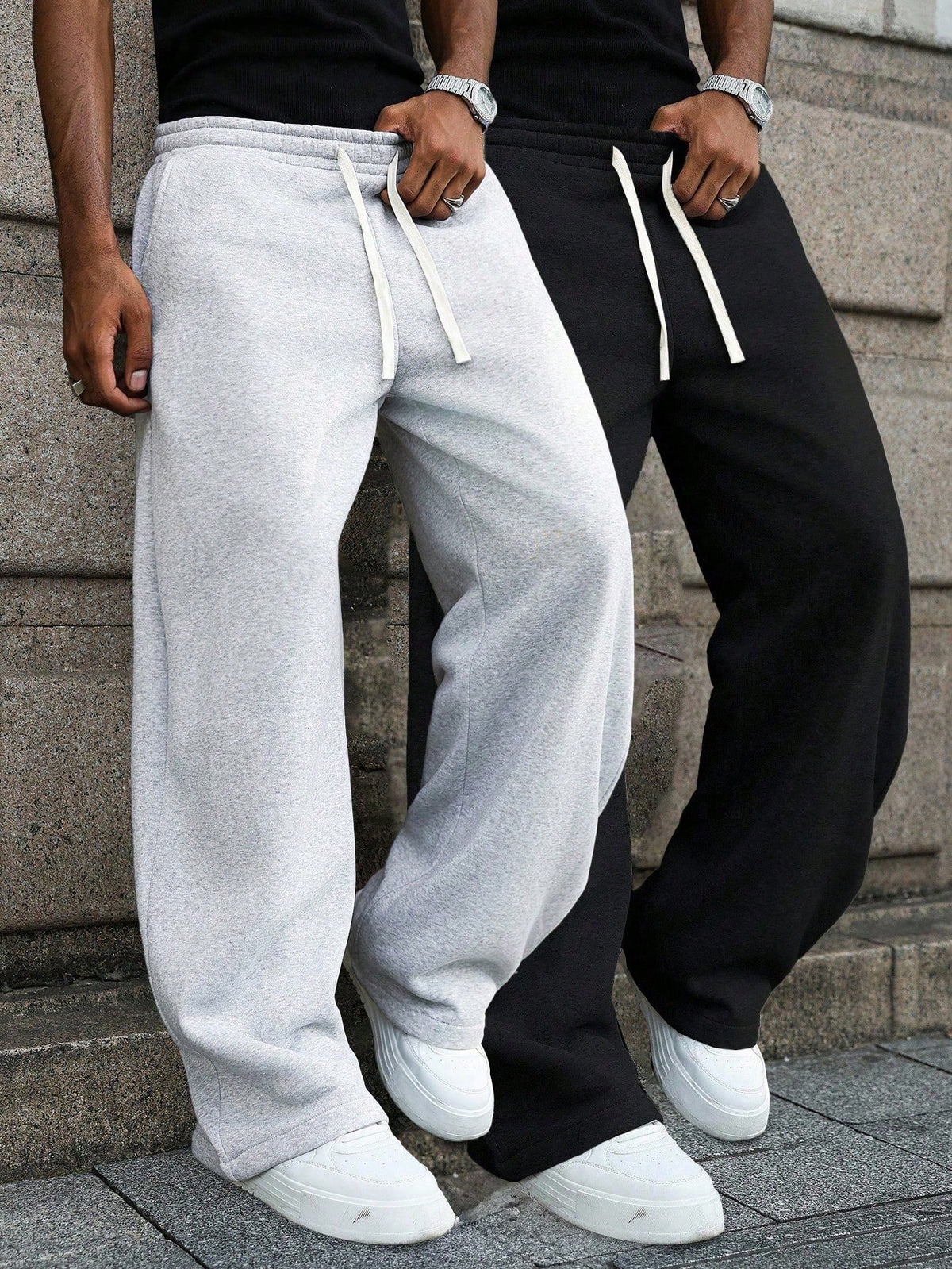 KissICON Mens 2pc Set Loose Straight Leg Casual Sports Pants