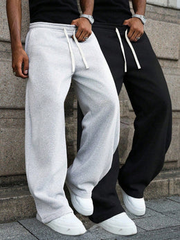 KissICON Mens 2pc Set Loose Straight Leg Casual Sports Pants