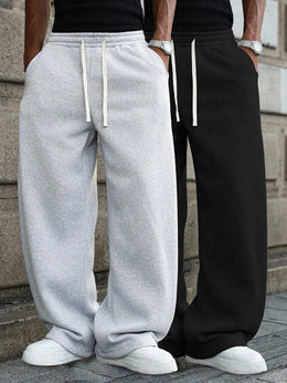 KissICON Mens 2pc Set Loose Straight Leg Casual Sports Pants