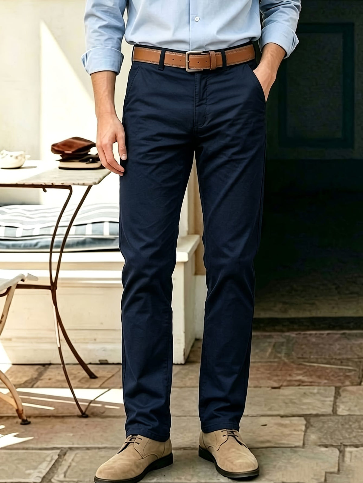 KissICON Mens AllSeason Stretch Chino Suit Trousers