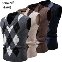 KissICON Mens Argyle Knit Vest Stylish Slim Fit Pullover