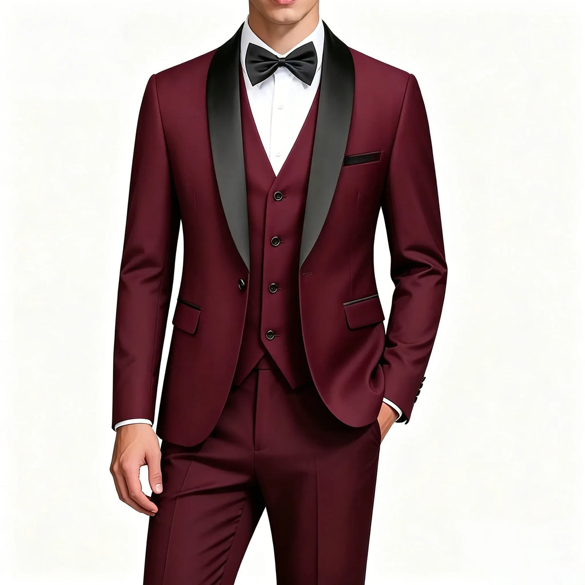 KissICON Mens Beige Tuxedo Suit Jacket Vest Pants Set