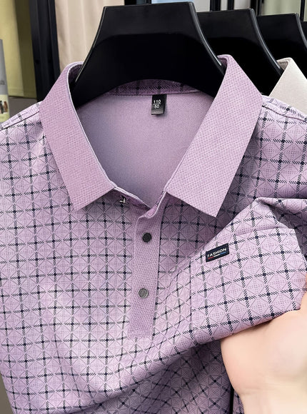 KissICON Mens Breathable Summer Plaid Sport Polo Shirt