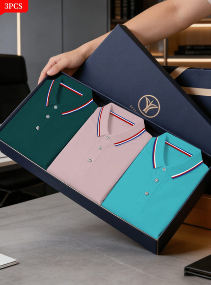 KissICON Mens Business ColorBlock Polo Breathable Comfort Classic Style