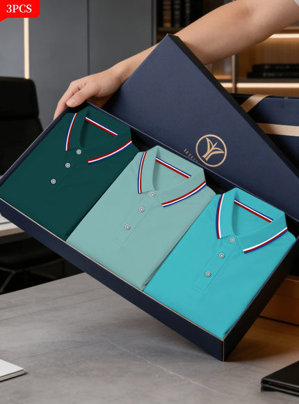 KissICON Mens Business ColorBlock Polo Breathable Comfort Classic Style