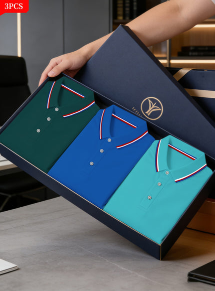KissICON Mens Business ColorBlock Polo Breathable Comfort Classic Style