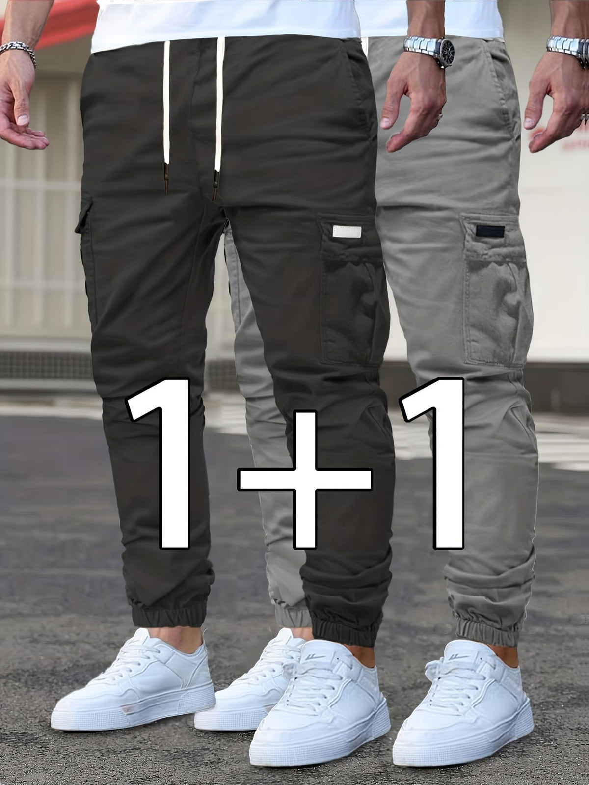 KissICON Mens Durable MultiPocket Cargo Work Pants 2 Pairs