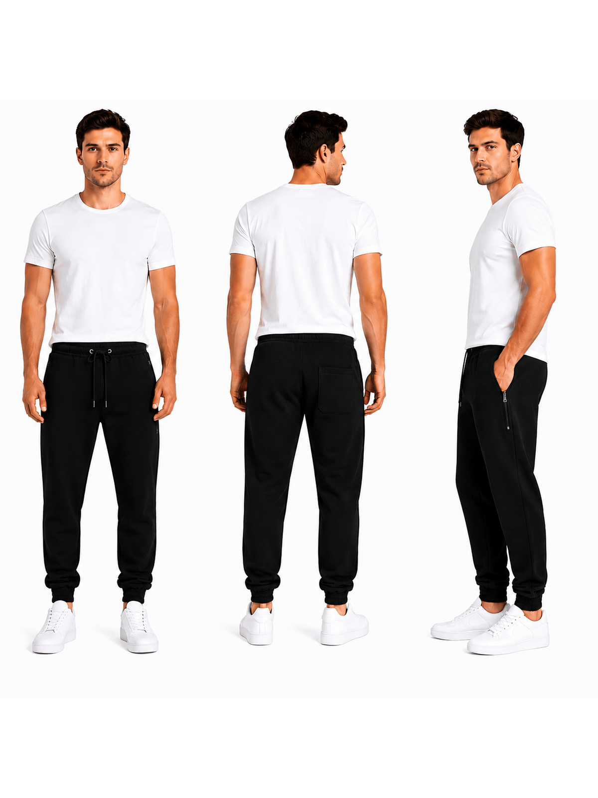 KissICON Mens Elasticated Hem Jog Pants/Men Plain Jogging Bottoms Joggers Fleece Pants Gym Sports Trousers Plus Sizes Medium to XXXXXL M-5XL