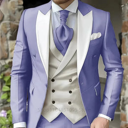 KissICON Mens Elegant Peak Lapel 3Piece Tuxedo Suit