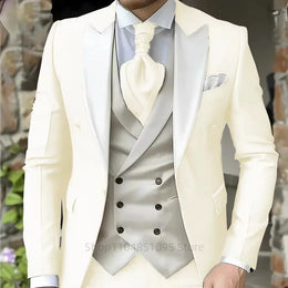 KissICON Mens Elegant Peak Lapel 3Piece Tuxedo Suit