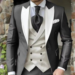 KissICON Mens Elegant Peak Lapel 3Piece Tuxedo Suit