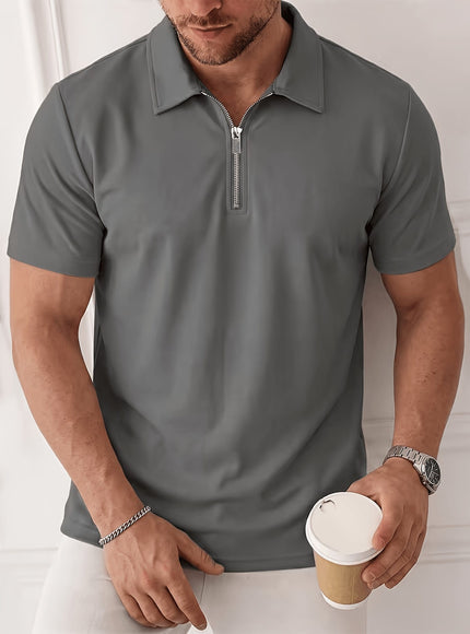KissICON Mens Ice Silky Metal Lapel Polo Breathable Summer Casual Comfort