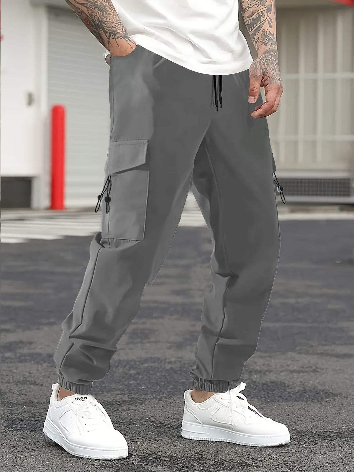 KissICON Mens MultiPocket Work  Travel Drawstring Trousers