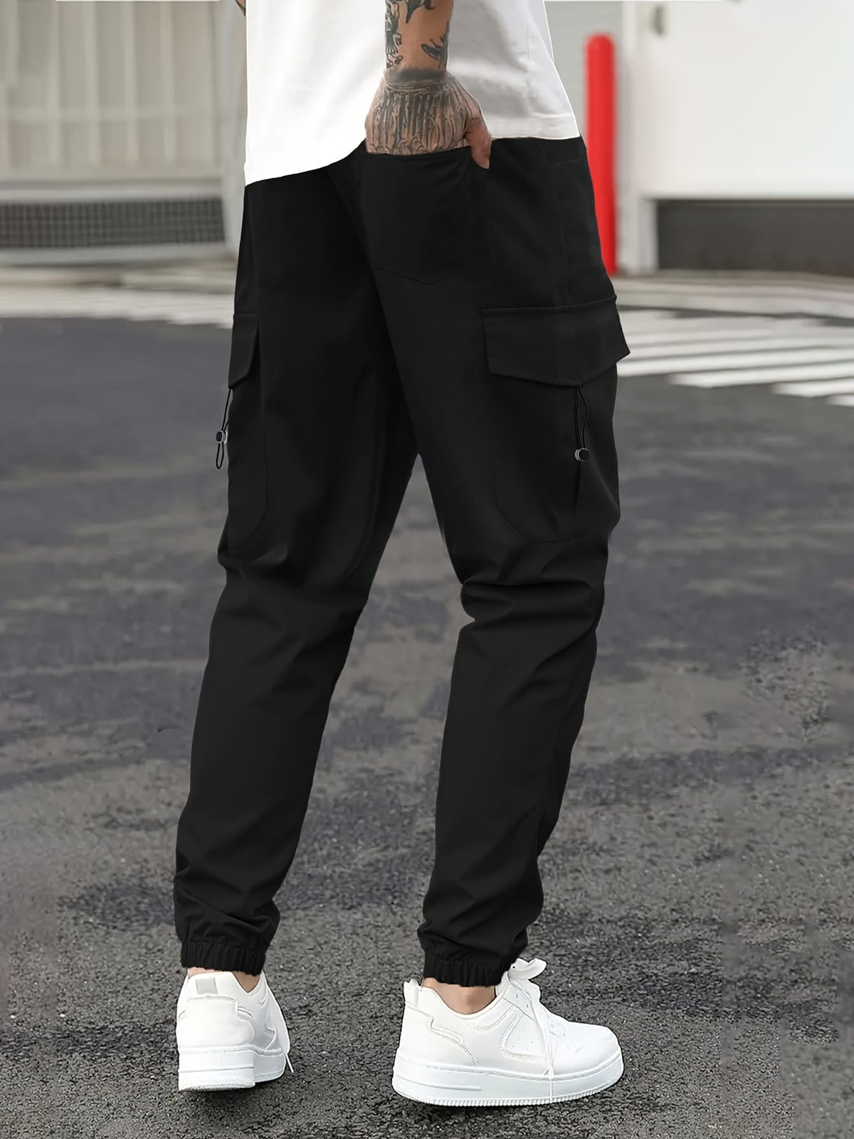 KissICON Mens MultiPocket Work  Travel Drawstring Trousers