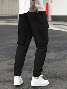 KissICON Mens MultiPocket Work  Travel Drawstring Trousers