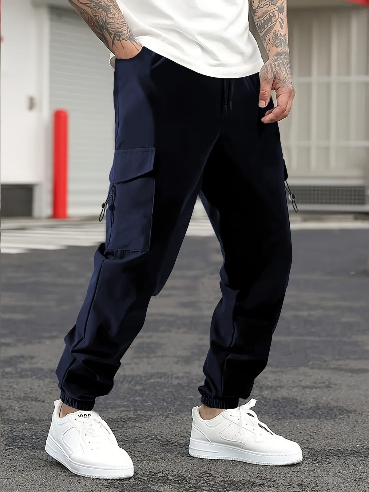 KissICON Mens MultiPocket Work  Travel Drawstring Trousers