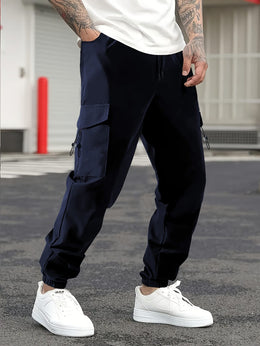 KissICON Mens MultiPocket Work  Travel Drawstring Trousers