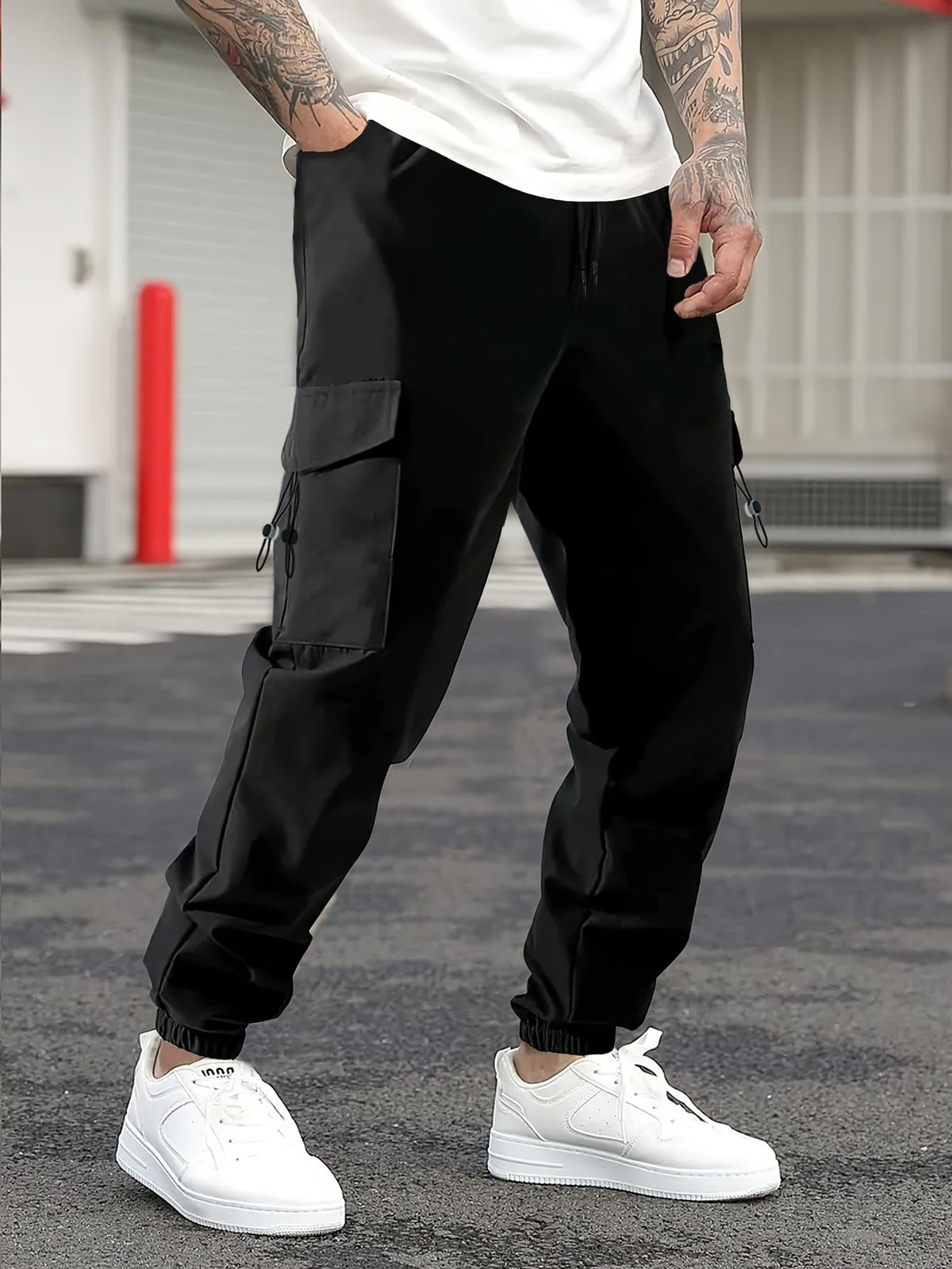 KissICON Mens MultiPocket Work  Travel Drawstring Trousers