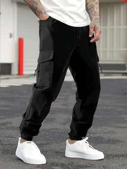 KissICON Mens MultiPocket Work  Travel Drawstring Trousers
