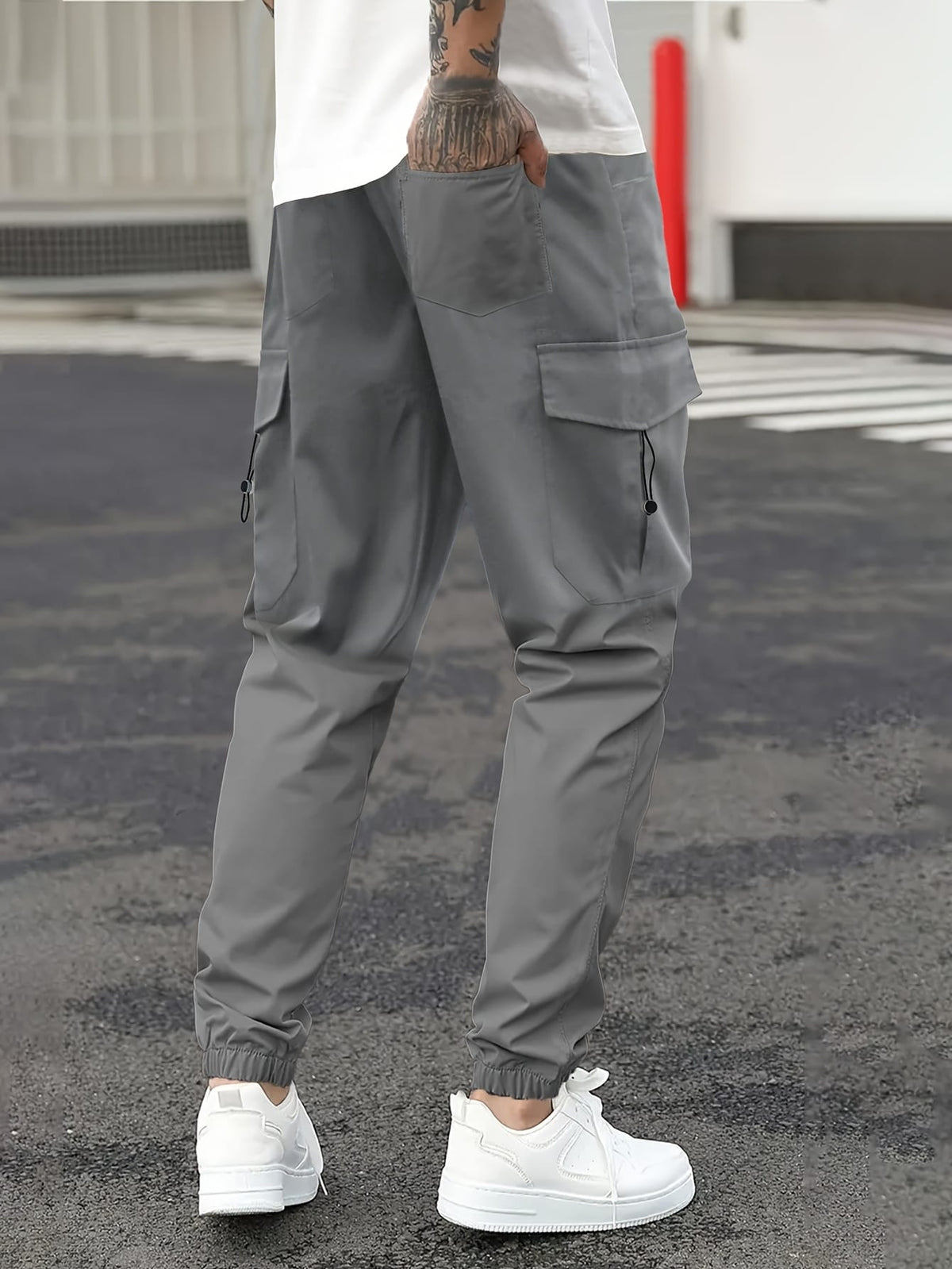 KissICON Mens MultiPocket Work  Travel Drawstring Trousers