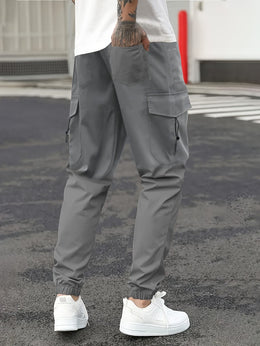 KissICON Mens MultiPocket Work  Travel Drawstring Trousers