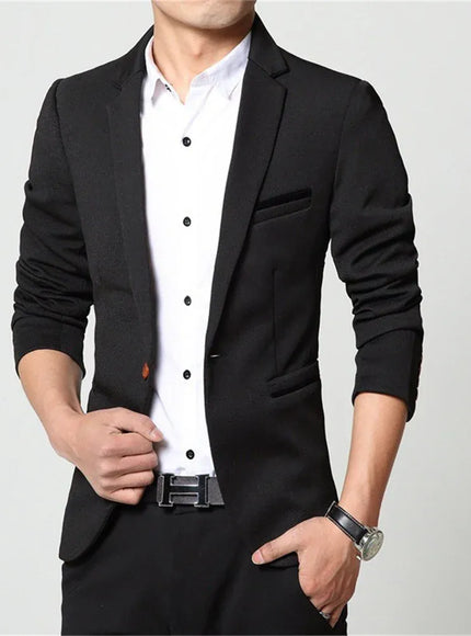 KissICON Mens Slim Fit Blazer Suit Jacket Black Blue Red Plus Size