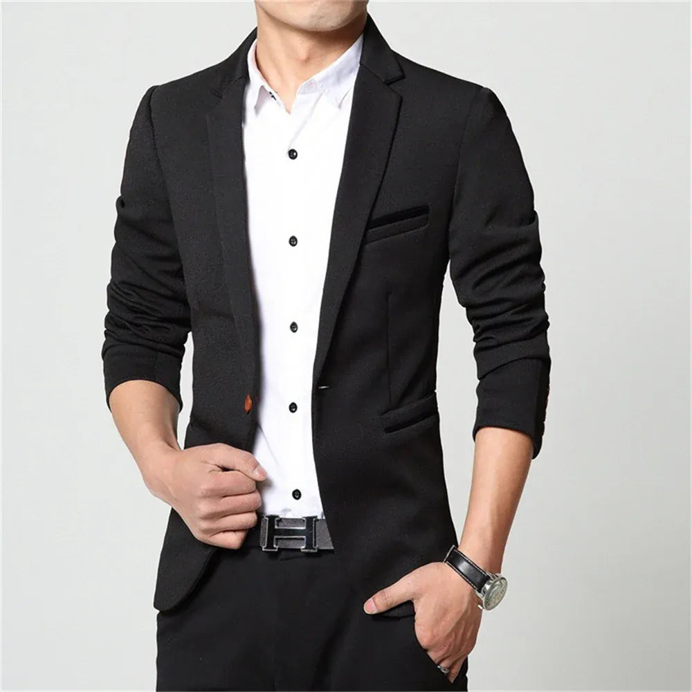 KissICON Mens Slim Fit Blazer Suit Jacket Black Blue Red Plus Size