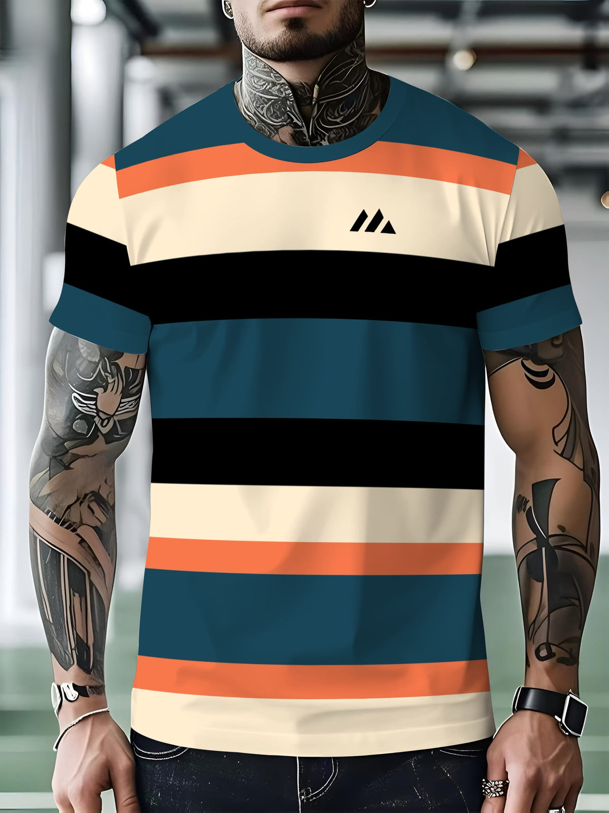 KissICON Mens Smooth Textured Crew Neck Tee Daily Comfort